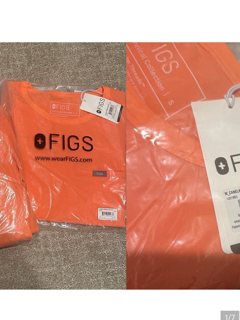 Figs NWT Orange Sunset Drift Scrub Top size small